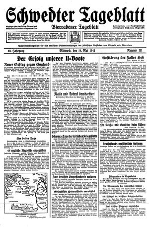 Schwedter Tageblatt vom 14.05.1941