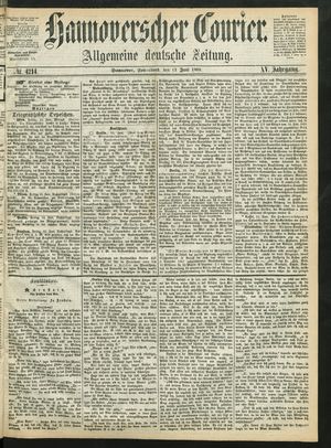 Hannoverscher Kurier vom 13.06.1868