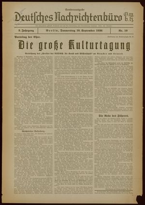 Deutsches Nachrichtenbüro vom 10.09.1936