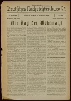 Deutsches Nachrichtenbüro vom 14.09.1936