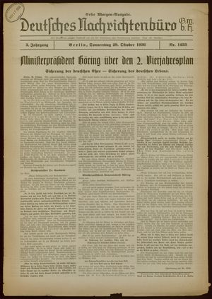 Deutsches Nachrichtenbüro on Oct 29, 1936