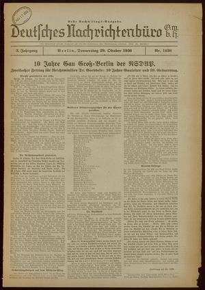 Deutsches Nachrichtenbüro on Oct 29, 1936
