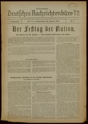 Deutsches Nachrichtenbüro on Jan 30, 1937