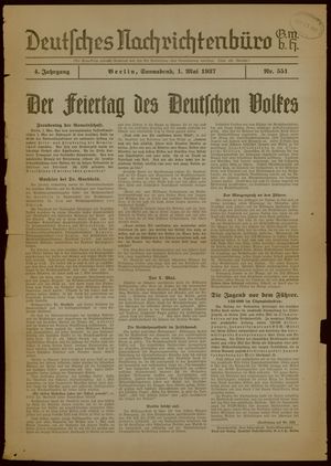 Deutsches Nachrichtenbüro vom 01.05.1937