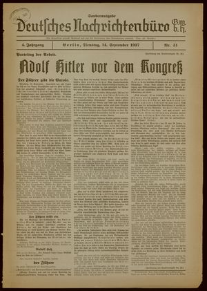 Deutsches Nachrichtenbüro on Sep 14, 1937
