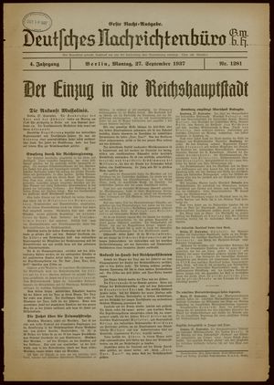 Deutsches Nachrichtenbüro vom 27.09.1937