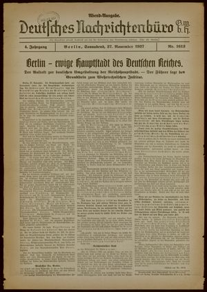 Deutsches Nachrichtenbüro vom 27.11.1937