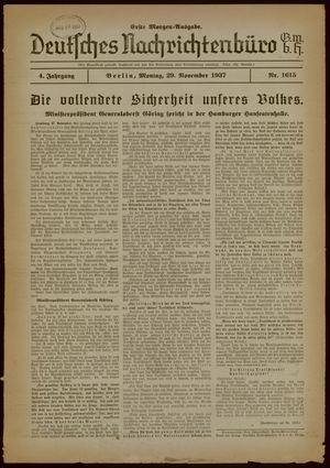 Deutsches Nachrichtenbüro on Nov 29, 1937