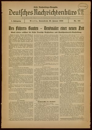 Deutsches Nachrichtenbüro vom 22.01.1938