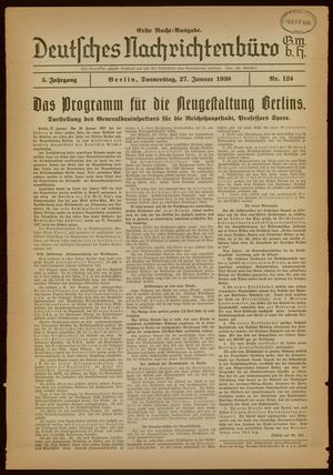 Deutsches Nachrichtenbüro vom 27.01.1938