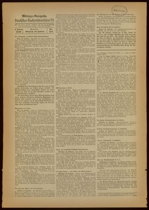 Deutsches Nachrichtenbüro vom 16.02.1938