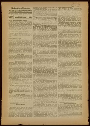 Deutsches Nachrichtenbüro vom 16.02.1938