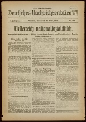 Deutsches Nachrichtenbüro on Mar 12, 1938