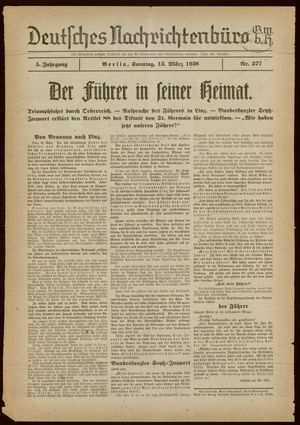 Deutsches Nachrichtenbüro vom 13.03.1938