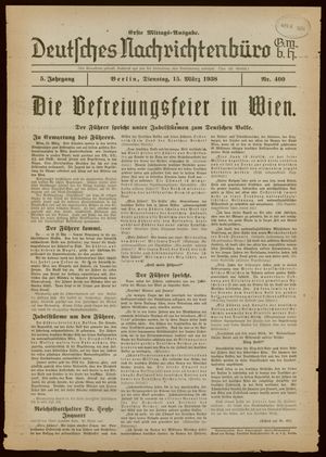 Deutsches Nachrichtenbüro vom 15.03.1938