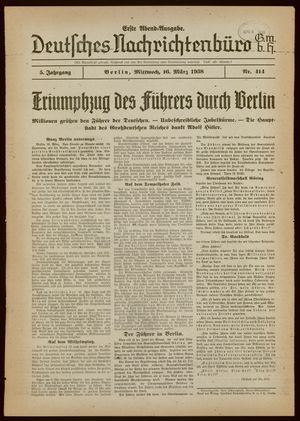 Deutsches Nachrichtenbüro on Mar 16, 1938