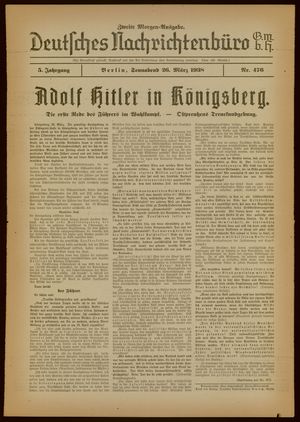 Deutsches Nachrichtenbüro vom 26.03.1938