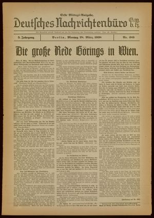 Deutsches Nachrichtenbüro vom 28.03.1938