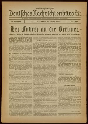 Deutsches Nachrichtenbüro vom 29.03.1938