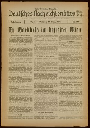 Deutsches Nachrichtenbüro on Mar 30, 1938