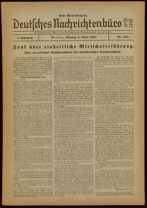 Deutsches Nachrichtenbüro on Apr 4, 1938
