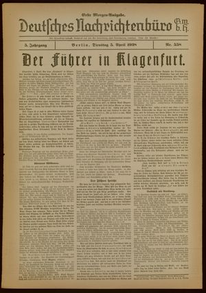 Deutsches Nachrichtenbüro vom 05.04.1938