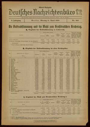 Deutsches Nachrichtenbüro vom 11.04.1938