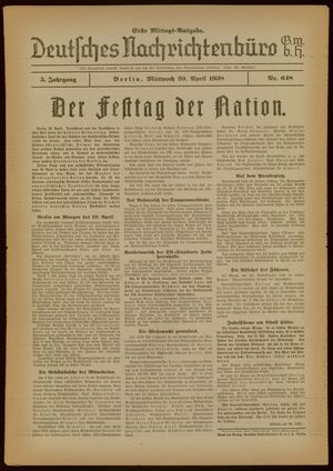 Deutsches Nachrichtenbüro vom 20.04.1938