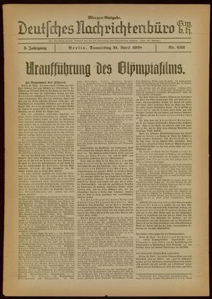 Deutsches Nachrichtenbüro on Apr 21, 1938