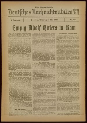 Deutsches Nachrichtenbüro on May 4, 1938