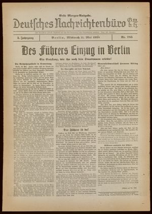 Deutsches Nachrichtenbüro vom 11.05.1938