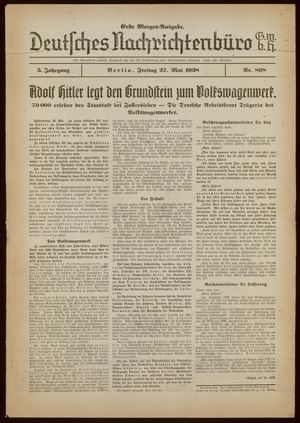 Deutsches Nachrichtenbüro on May 27, 1938