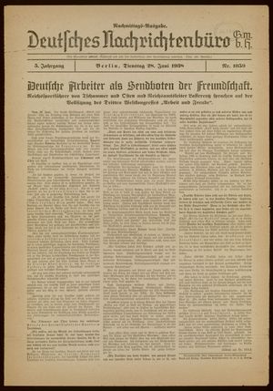 Deutsches Nachrichtenbüro vom 28.06.1938