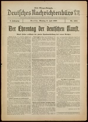 Deutsches Nachrichtenbüro vom 11.07.1938