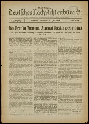 Deutsches Nachrichtenbüro vom 27.07.1938