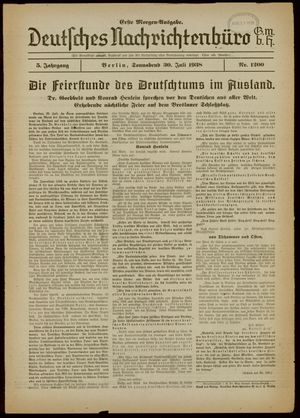 Deutsches Nachrichtenbüro vom 30.07.1938