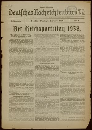 Deutsches Nachrichtenbüro vom 05.09.1938