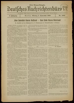 Deutsches Nachrichtenbüro vom 05.09.1938