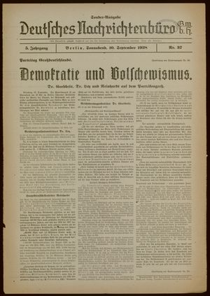 Deutsches Nachrichtenbüro vom 10.09.1938