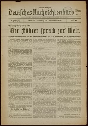 Deutsches Nachrichtenbüro vom 13.09.1938