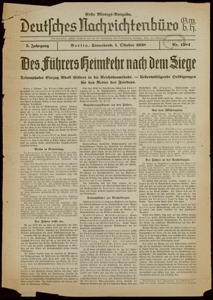 Deutsches Nachrichtenbüro vom 01.10.1938