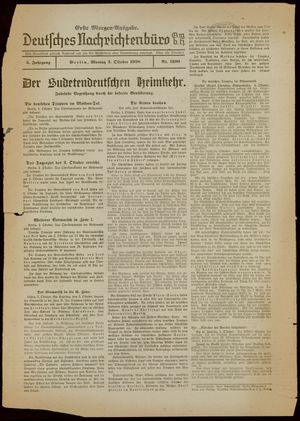 Deutsches Nachrichtenbüro vom 03.10.1938