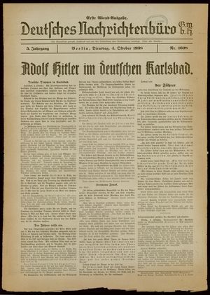 Deutsches Nachrichtenbüro on Oct 4, 1938
