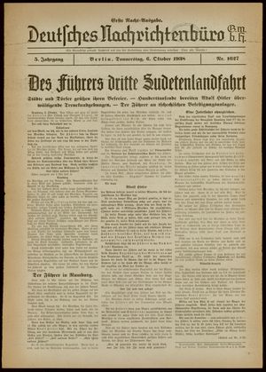 Deutsches Nachrichtenbüro vom 06.10.1938