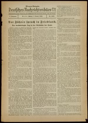 Deutsches Nachrichtenbüro vom 07.10.1938