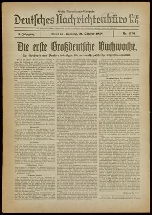Deutsches Nachrichtenbüro vom 31.10.1938