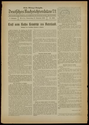 Deutsches Nachrichtenbüro vom 17.11.1938