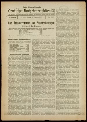 Deutsches Nachrichtenbüro on Dec 5, 1938
