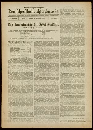 Deutsches Nachrichtenbüro vom 05.12.1938