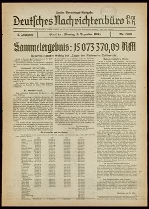 Deutsches Nachrichtenbüro vom 05.12.1938